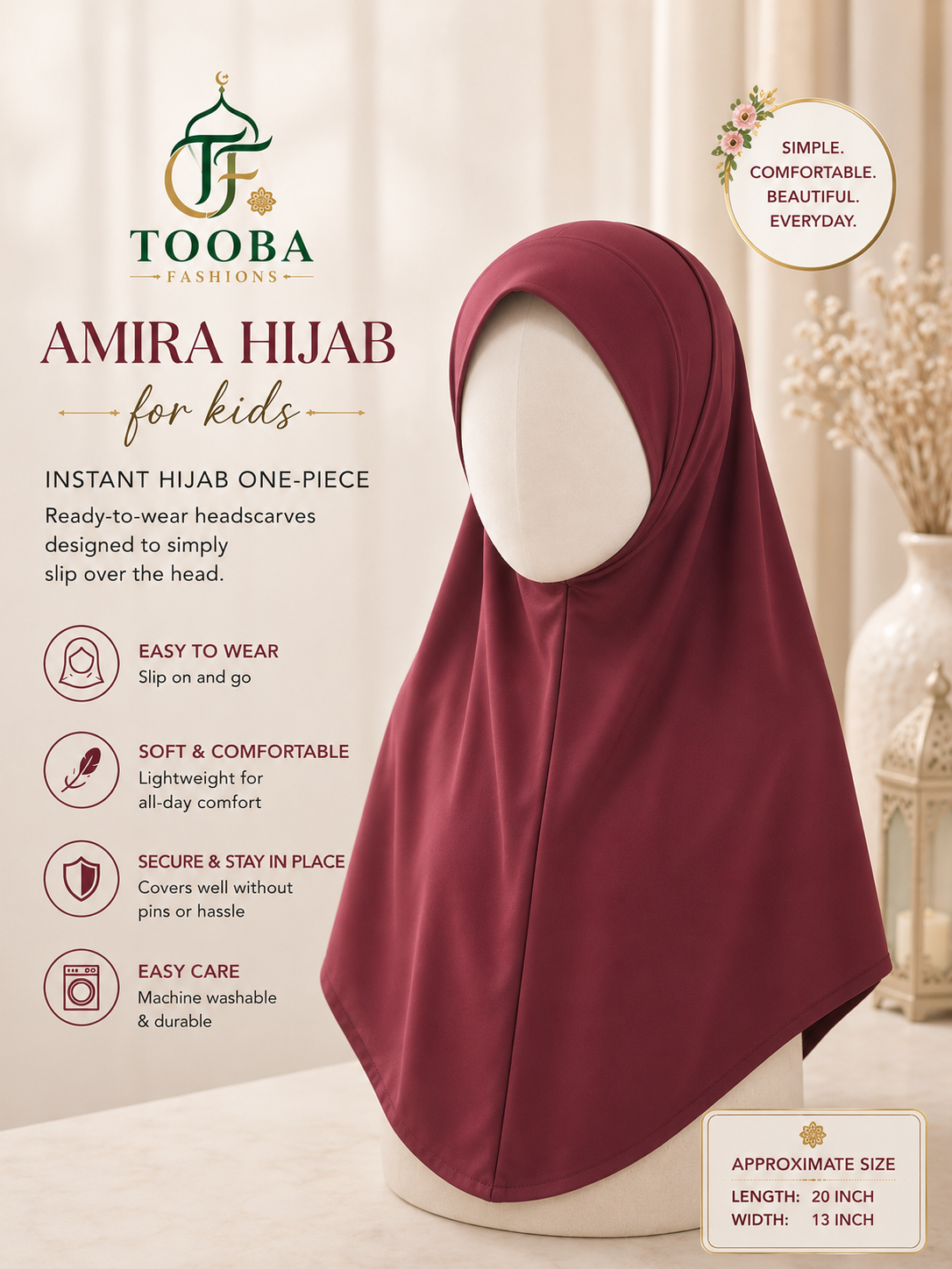 Kids Amira Hijab, 1 Piece & 2 Piece