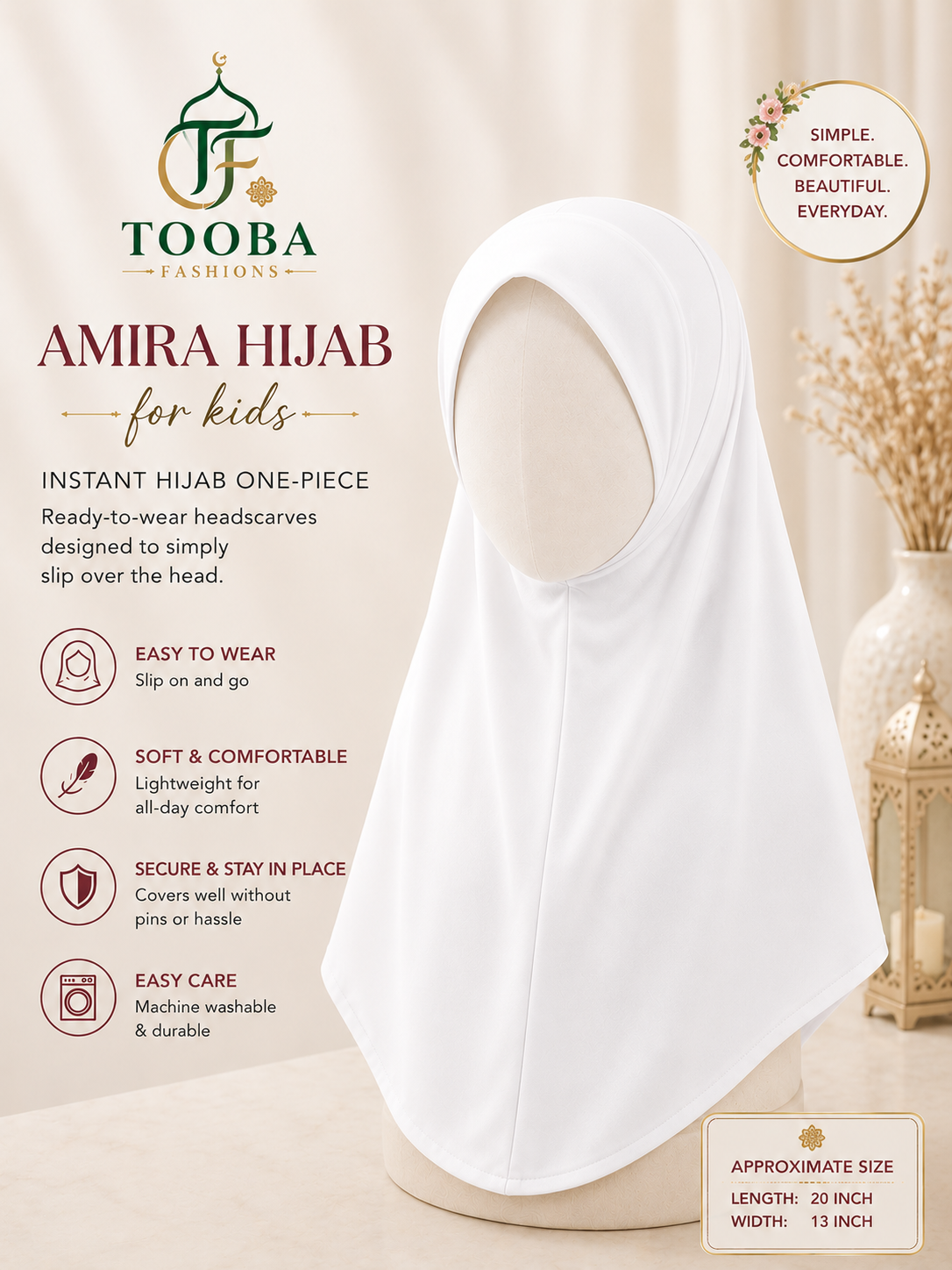 Kids Amira Hijab, 1 Piece & 2 Piece