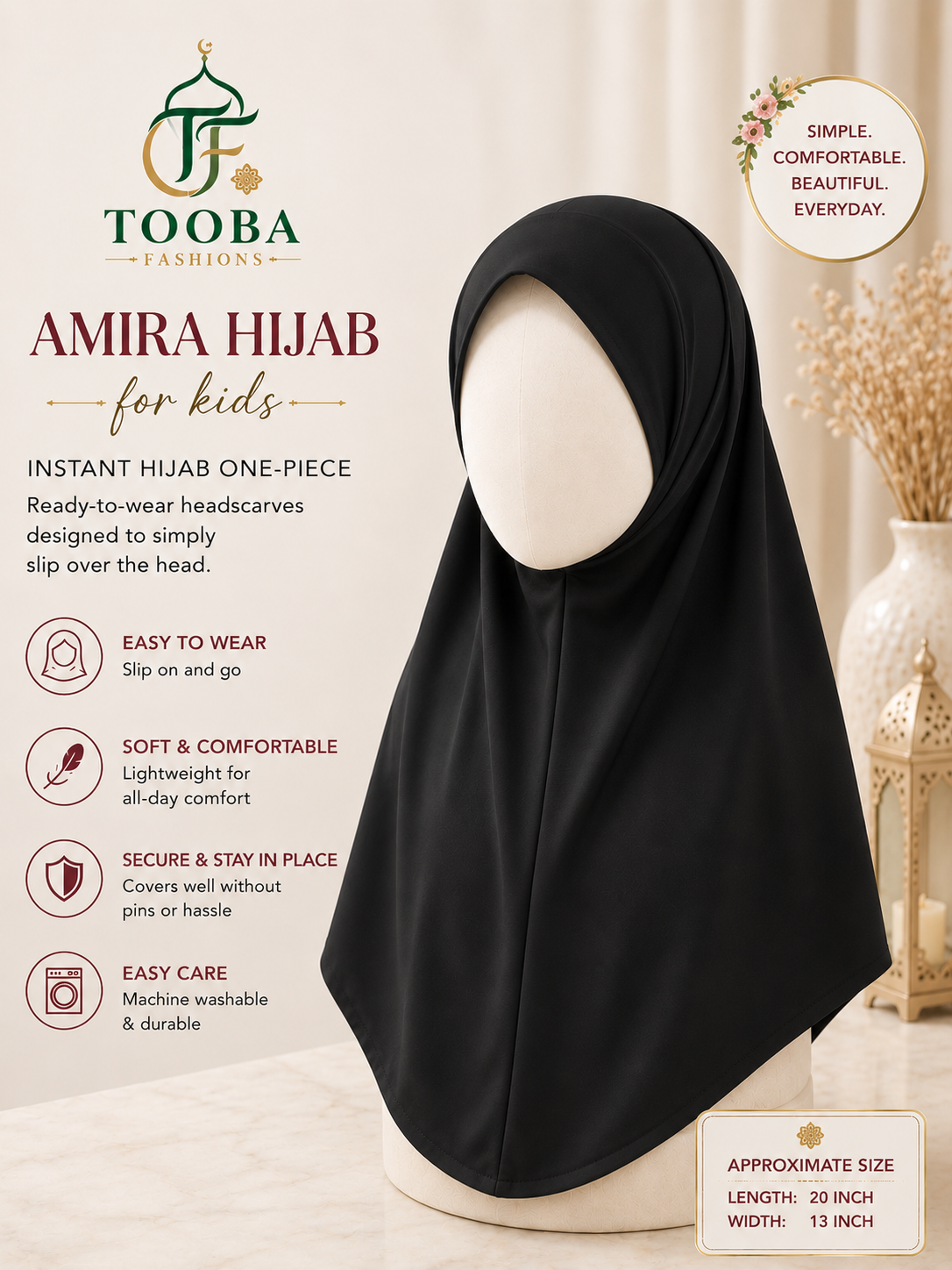 Kids Amira Hijab, 1 Piece & 2 Piece