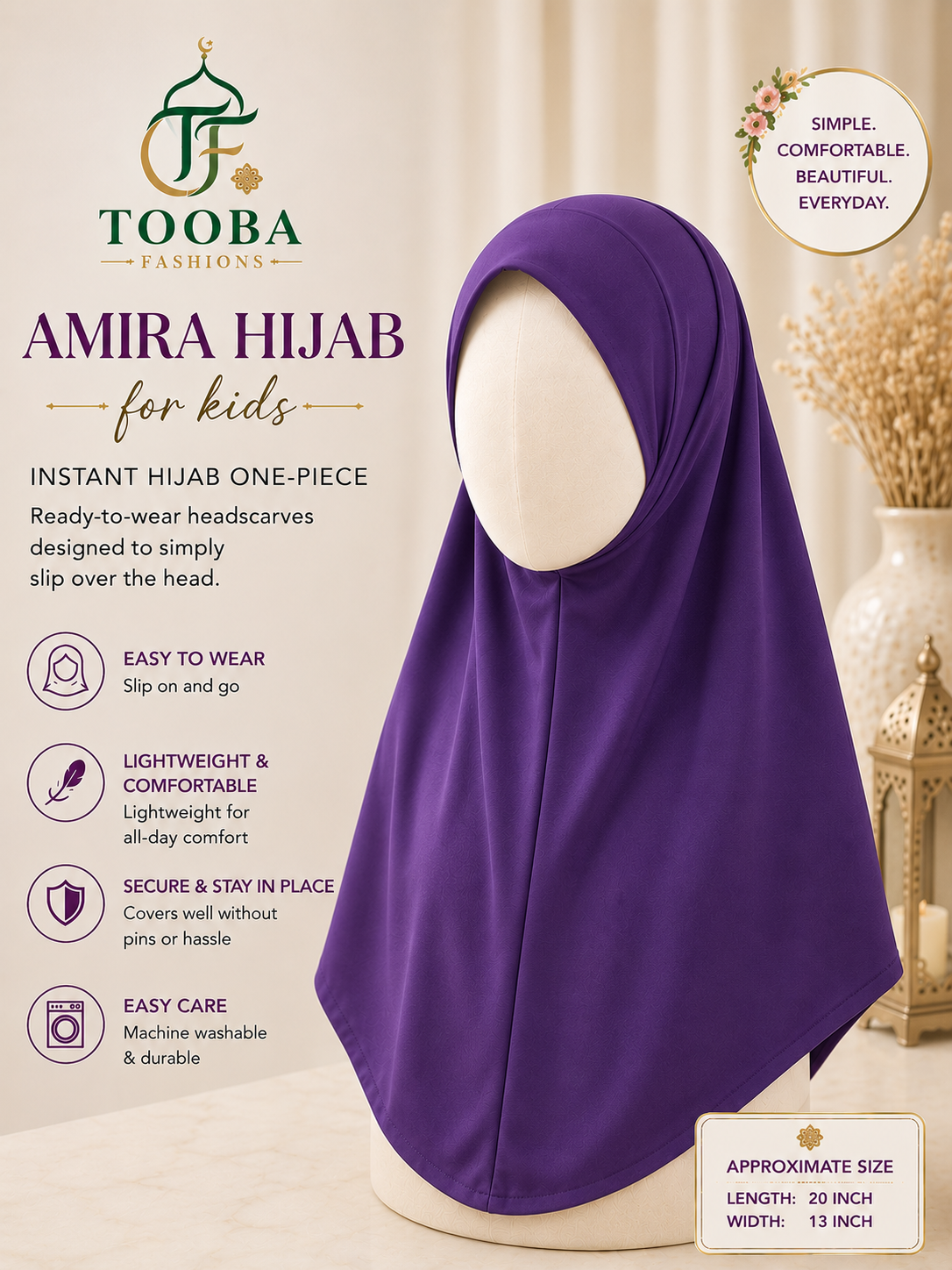 Kids Amira Hijab, 1 Piece & 2 Piece