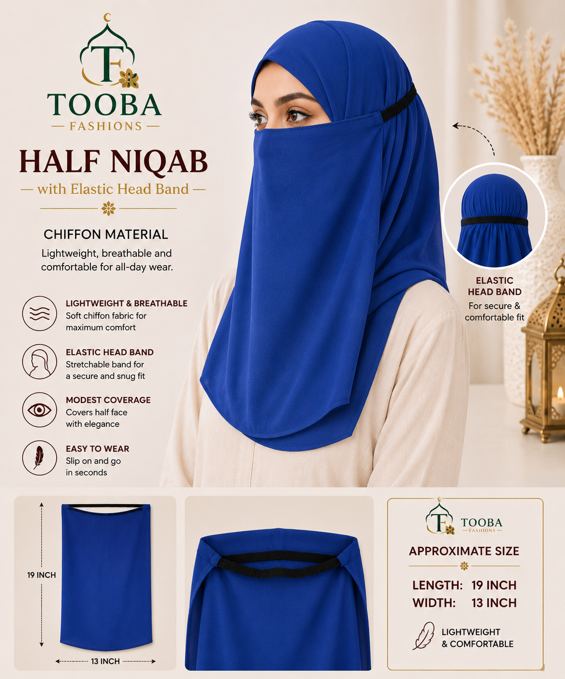 Half Niqab with Elastic Head Band