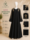 Black Kids Designer Abaya (Beige/Pink)