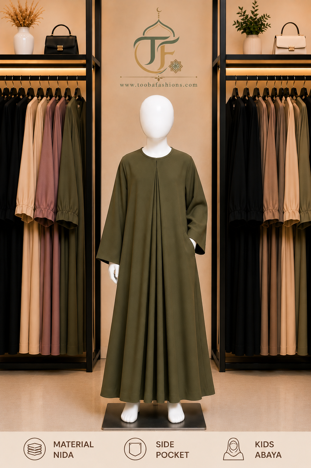 Plain Kid's Abaya (A Line)