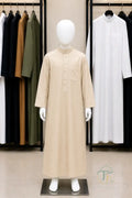 Al Firdous Kids’ Thobe - 18 / Beige / Polyester - Boy’s Clothing