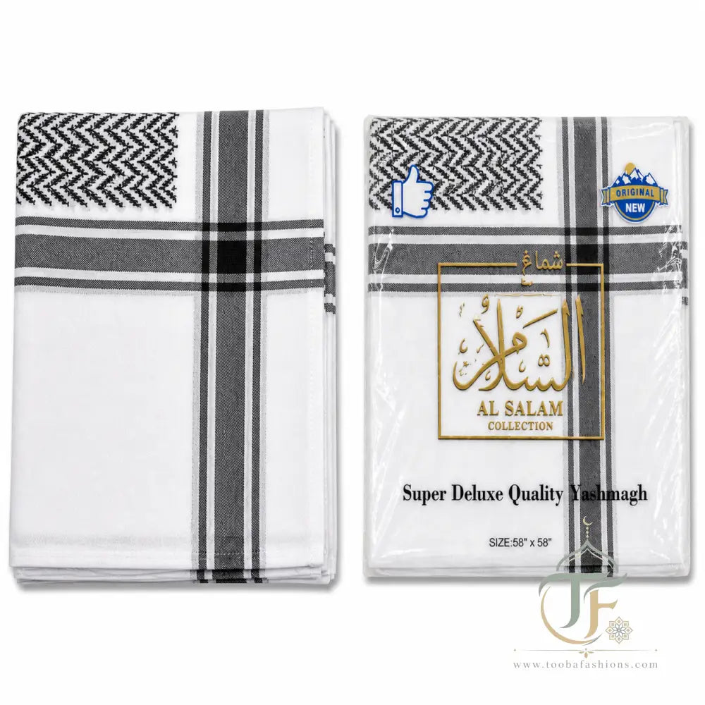 Al-Firdous Men’s Scarf - Black & White - Men’s Clothing