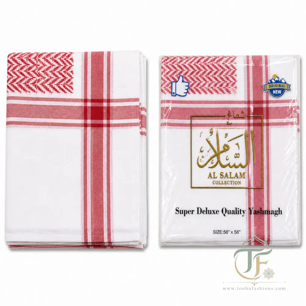Al-Firdous Men’s Scarf - Red & White - Men’s Clothing