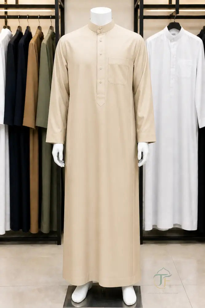 Al Firdous Men’s Thobe - Beige / 52 - Men’s Clothing
