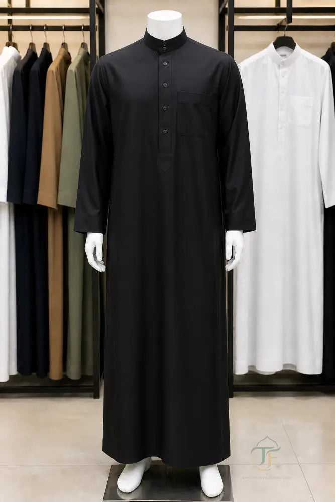 Al Firdous Men’s Thobe - Black / 52 - Men’s Clothing