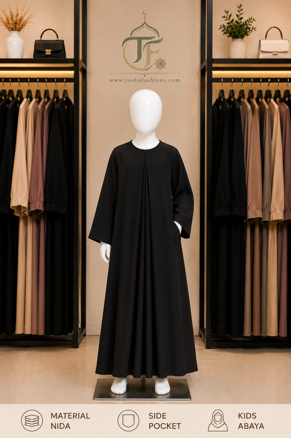 Plain Kid's Abaya (A Line)