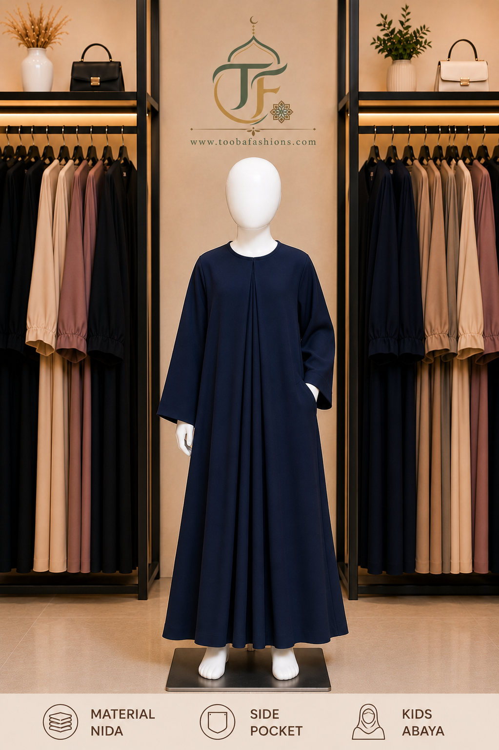 Plain Kid's Abaya (A Line)