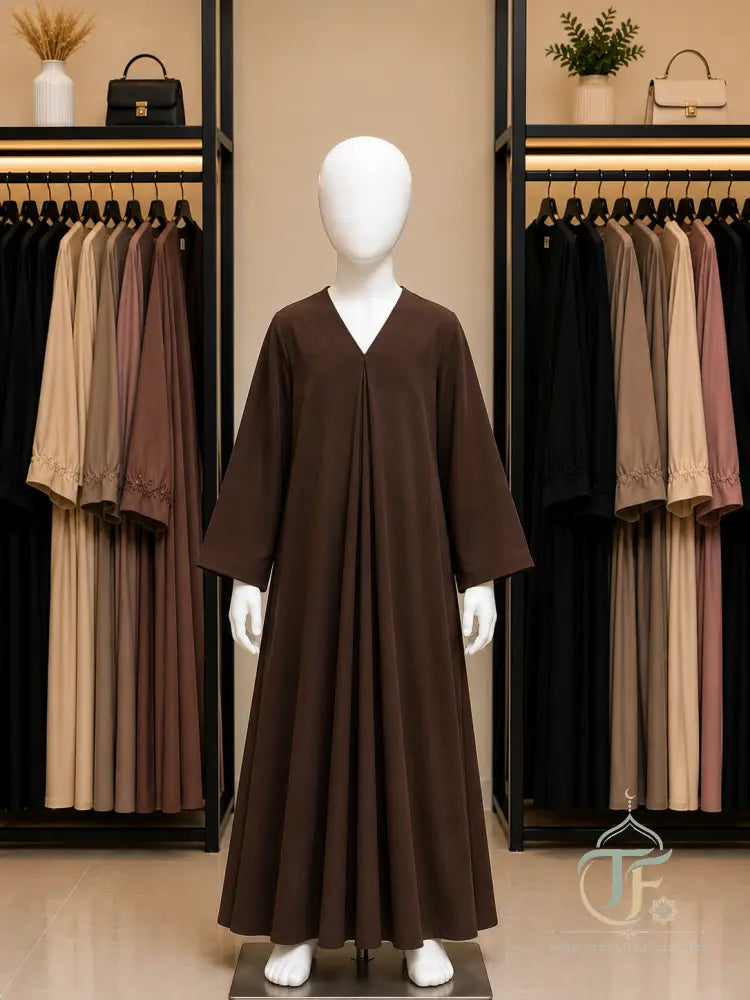 Plain Kid’s Abaya (Jersey Material) - Brown / 30 - women’s clothing