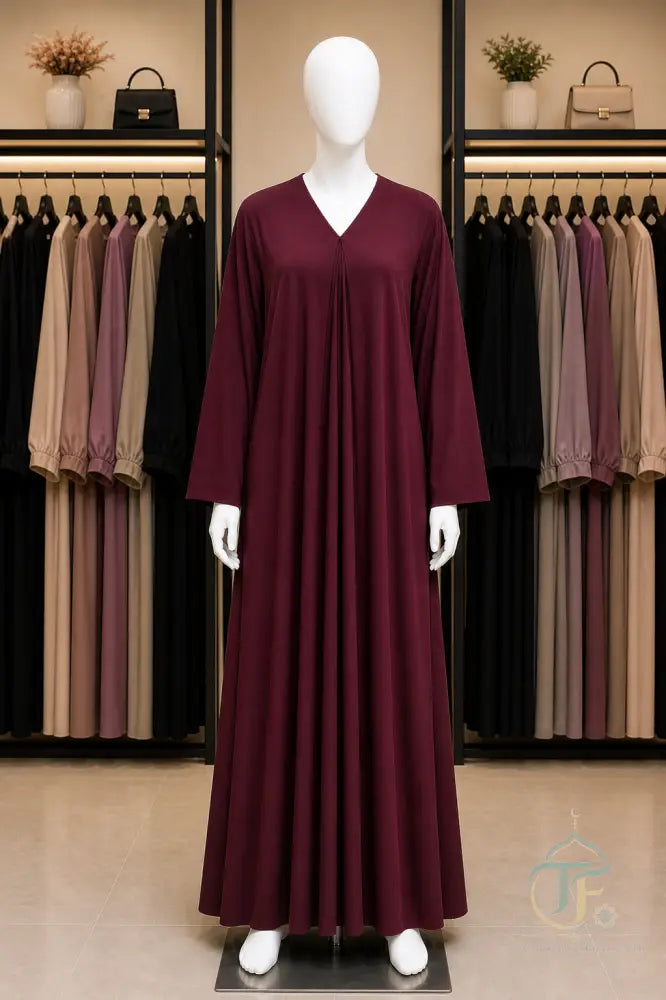 Plain Women Abaya (Jersey Material) - Burgundy / 52 - women’s clothing