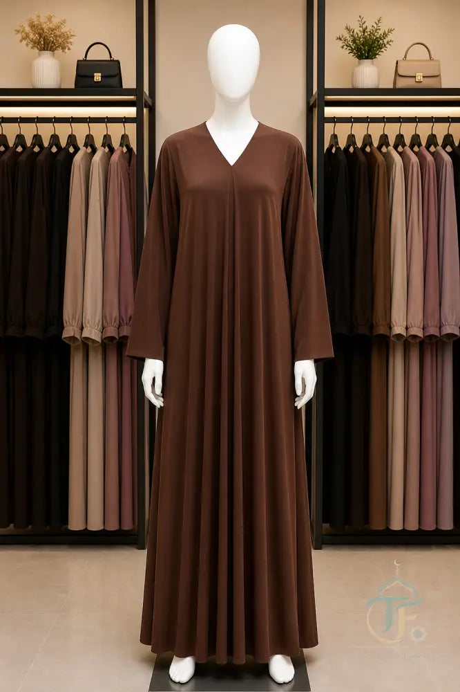 Plain Women Abaya (Jersey Material) - Dark Brown / 52 - women’s clothing