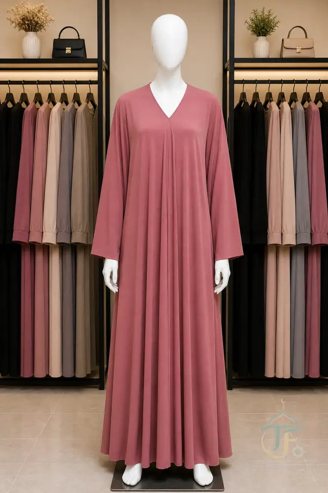 Plain Women Abaya (Jersey Material) - Dusty Pink / 52 - women’s clothing