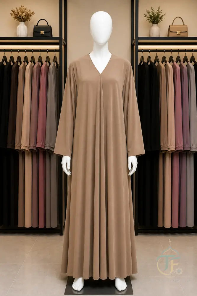 Plain Women Abaya (Jersey Material) - Light Brown / 52 - women’s clothing