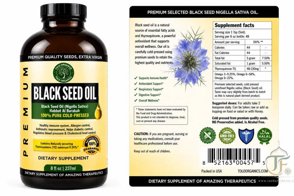 Tolo Premium Black Seed Oil - 8oz - Halal Health Supplements