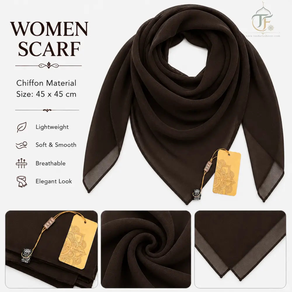 Women Scarf Plain - Dark Brown - women’s clothing