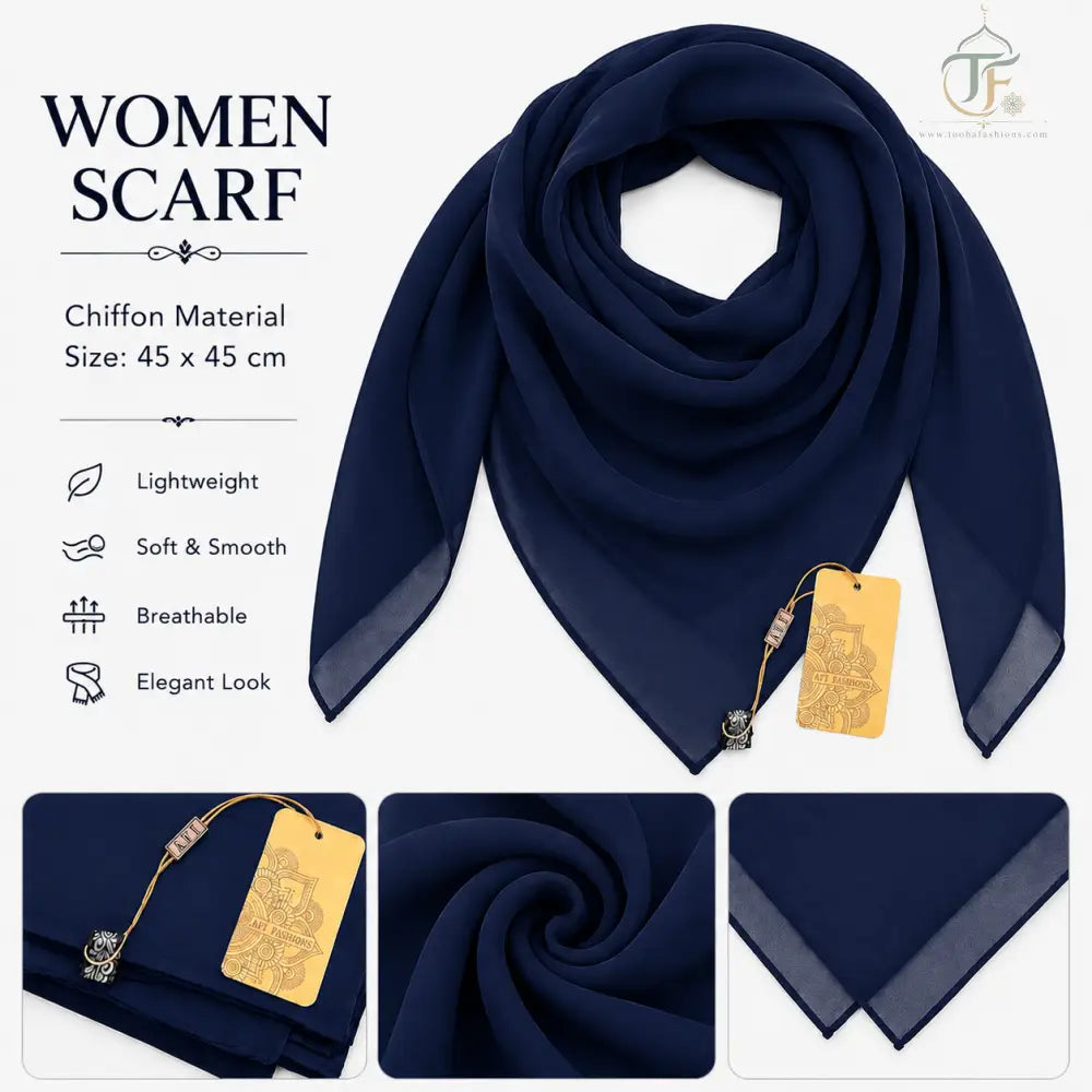 Women Scarf Plain - Navy Blue - women’s clothing
